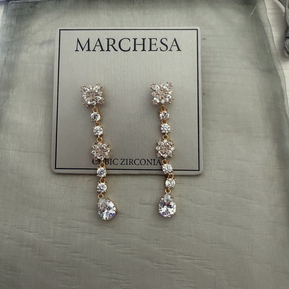Marchesa Gold Crystal Drop Earrings